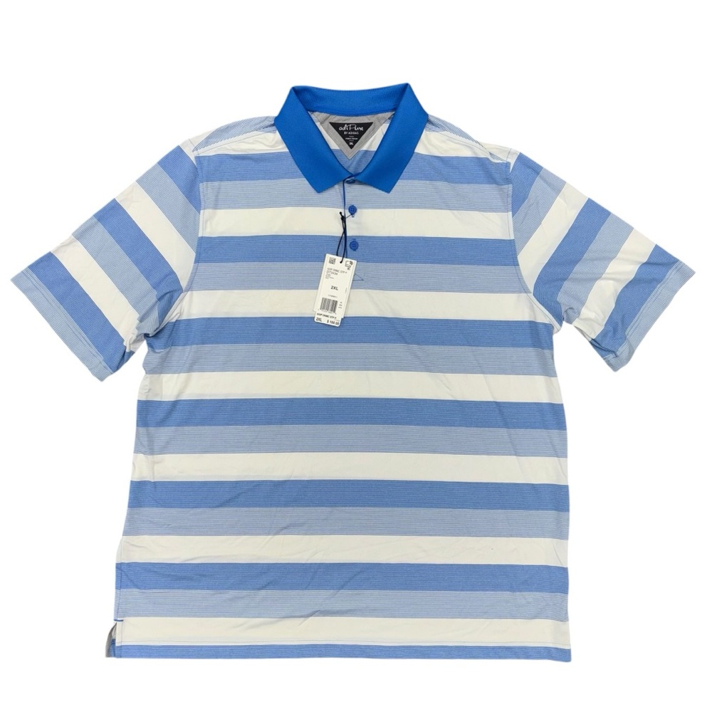Adidas Adipure White Blue Striped Polo Shirt